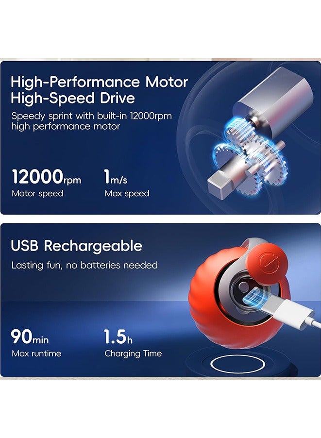 Moving Ball Cat Toys with Feather Tail, Rechargeable 2025 New Interactive Ball for Indoor Cats Exercise, Smart Interactive Kitten Rolling Ball, Orange - Image 5