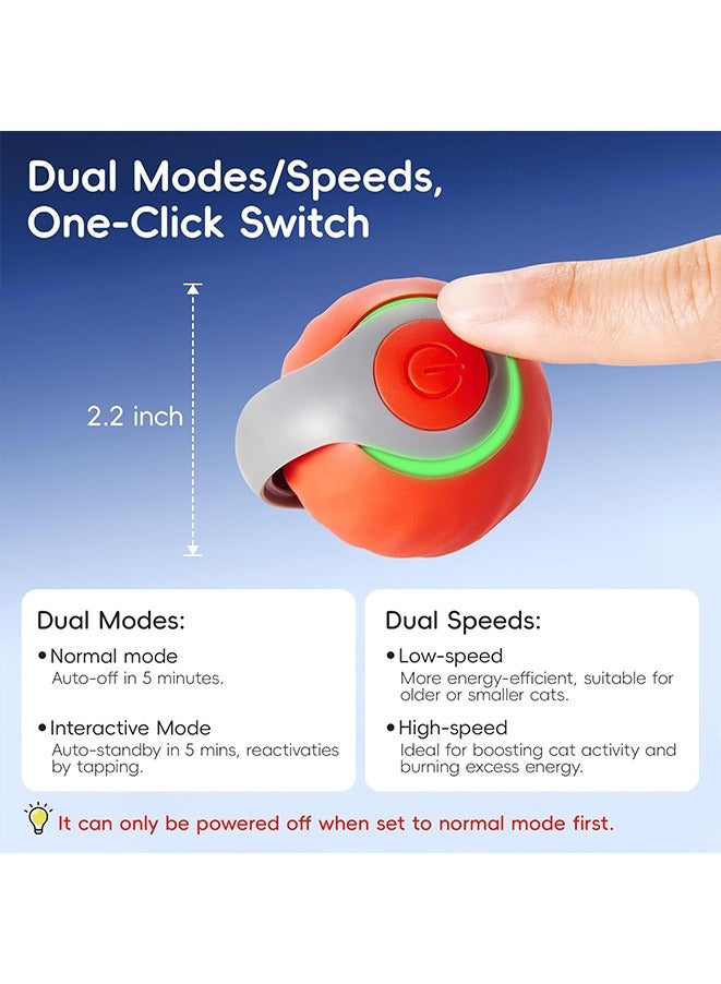 Moving Ball Cat Toys with Feather Tail, Rechargeable 2025 New Interactive Ball for Indoor Cats Exercise, Smart Interactive Kitten Rolling Ball, Orange - Image 3