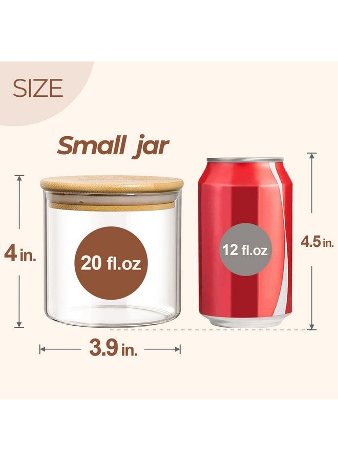 ComSaf Airtight Glass Food Storage Jars Set of 6, 20oz Clear Glass Food Storage Container with Sealing Wooden Lid, Stackable Spice Jar, Round Kitchen Canister for Sugar, Tea, Coffee bean, Pasta, Oat - Image 2