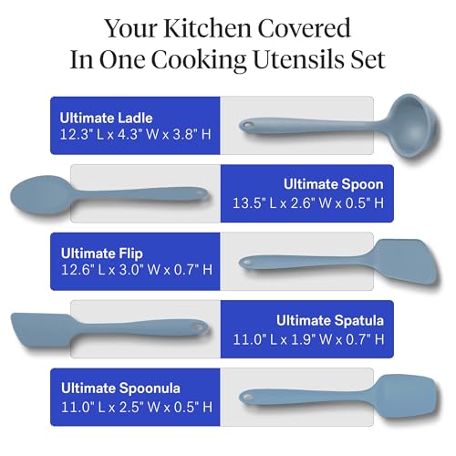 GIR: Get It Right 5-Piece Silicone Ultimate Kitchen utensils set - Ladle, Spatula, Flip, Spoon & Spoonula - Non toxic cooking utensils for Nonstick Cookware, Cooking and Baking - Slate - Image 4