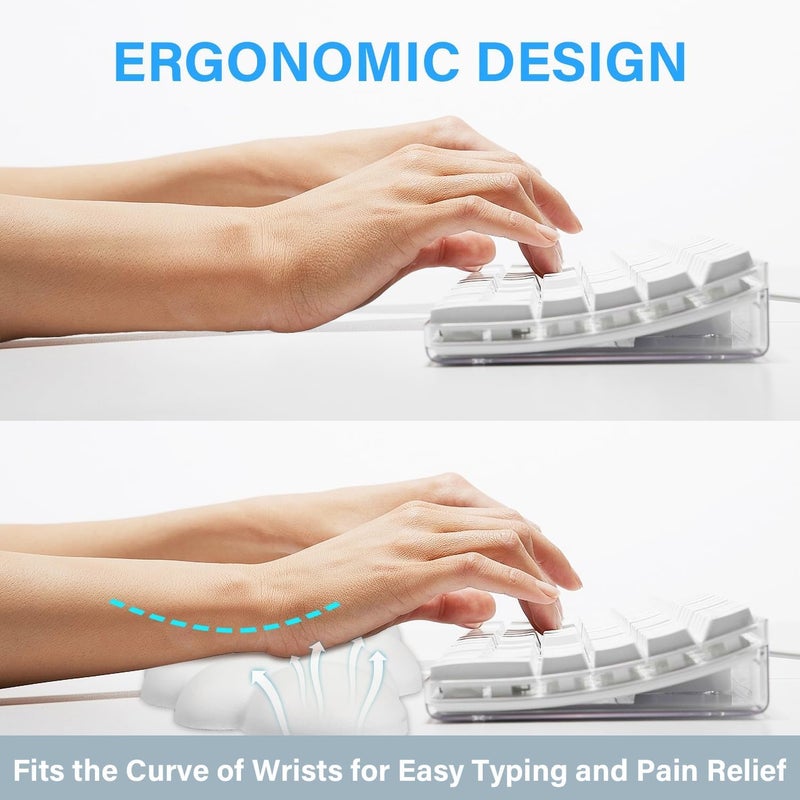 SAGREENY Cloud Keyboard Wrist Rest, 16.9" Extended Wrist Rest Ergonomic Memory Foam With Non-Slip Base For Typing Pain Relief, Office, Gaming, Computer, Laptop, Desk (White) - Image 3