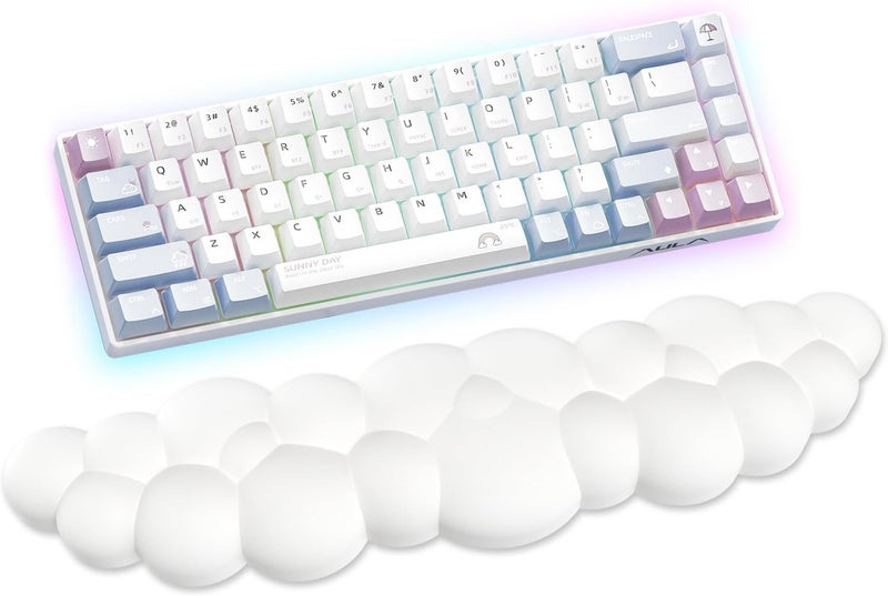 SAGREENY Cloud Keyboard Wrist Rest, 16.9" Extended Wrist Rest Ergonomic Memory Foam With Non-Slip Base For Typing Pain Relief, Office, Gaming, Computer, Laptop, Desk (White) - Image 1