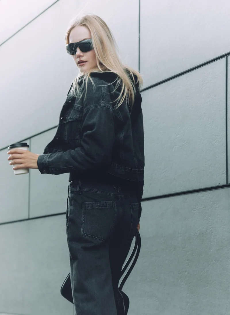 Lichi  Cropped loose denim jacket for Women | Best Price UAE