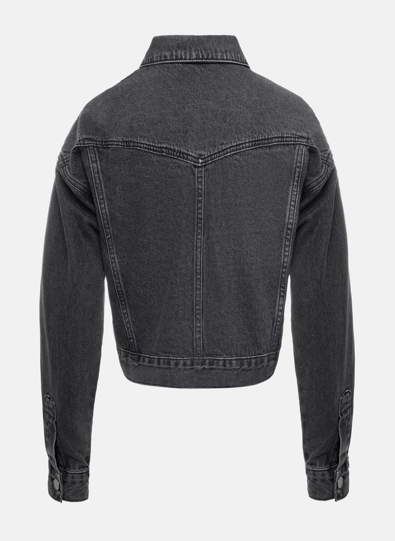 Lichi  Cropped loose denim jacket for Women | Best Price UAE