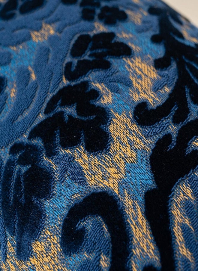 Alerfa Boho Blue Floral Throw Pillow Cover 18x18 Inch Cut Velvet Sqaure Luxury Embroidered Decorative Pillow Cover for Couch Living Room Bedroom - Image 5