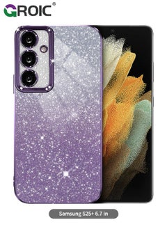 GROIC Compatible with Samsung Galaxy S25 Plus Case Glitter Clear Cases, Galaxy S25+ Phone Cover, TPU Plating Fundas Protection Shockproof Bling 2 in 1 Cover for Girls Women (Purple)  - Image 1