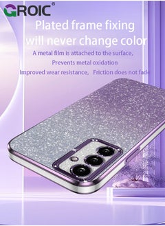 GROIC Compatible with Samsung Galaxy S25 Plus Case Glitter Clear Cases, Galaxy S25+ Phone Cover, TPU Plating Fundas Protection Shockproof Bling 2 in 1 Cover for Girls Women (Purple)  - Image 3