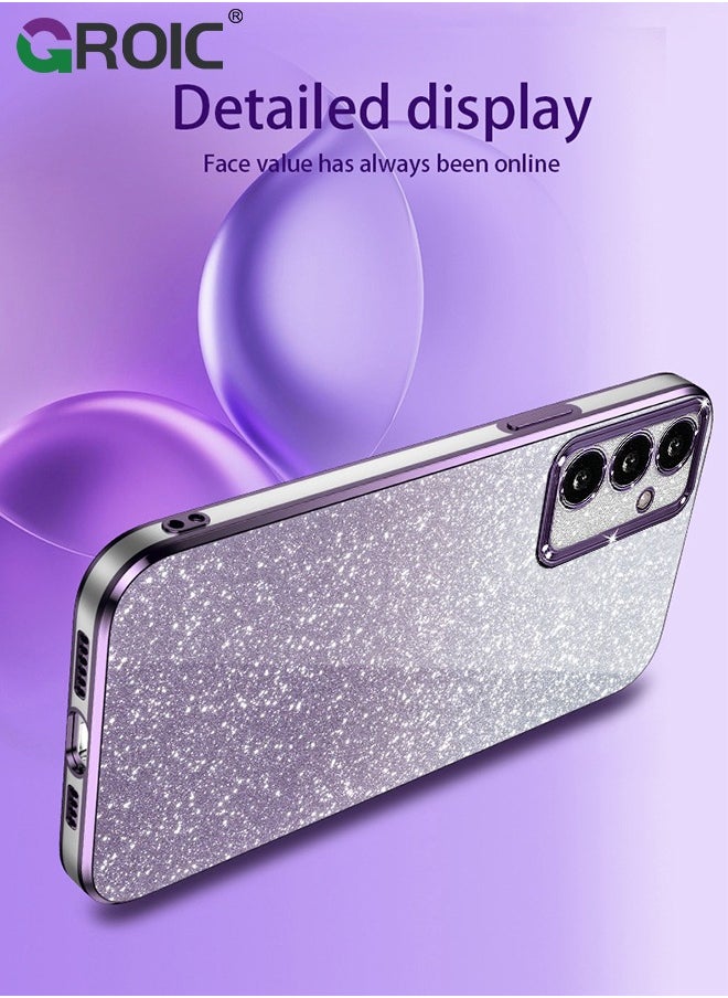 GROIC Compatible with Samsung Galaxy S25 Plus Case Glitter Clear Cases, Galaxy S25+ Phone Cover, TPU Plating Fundas Protection Shockproof Bling 2 in 1 Cover for Girls Women (Purple)  - Image 4
