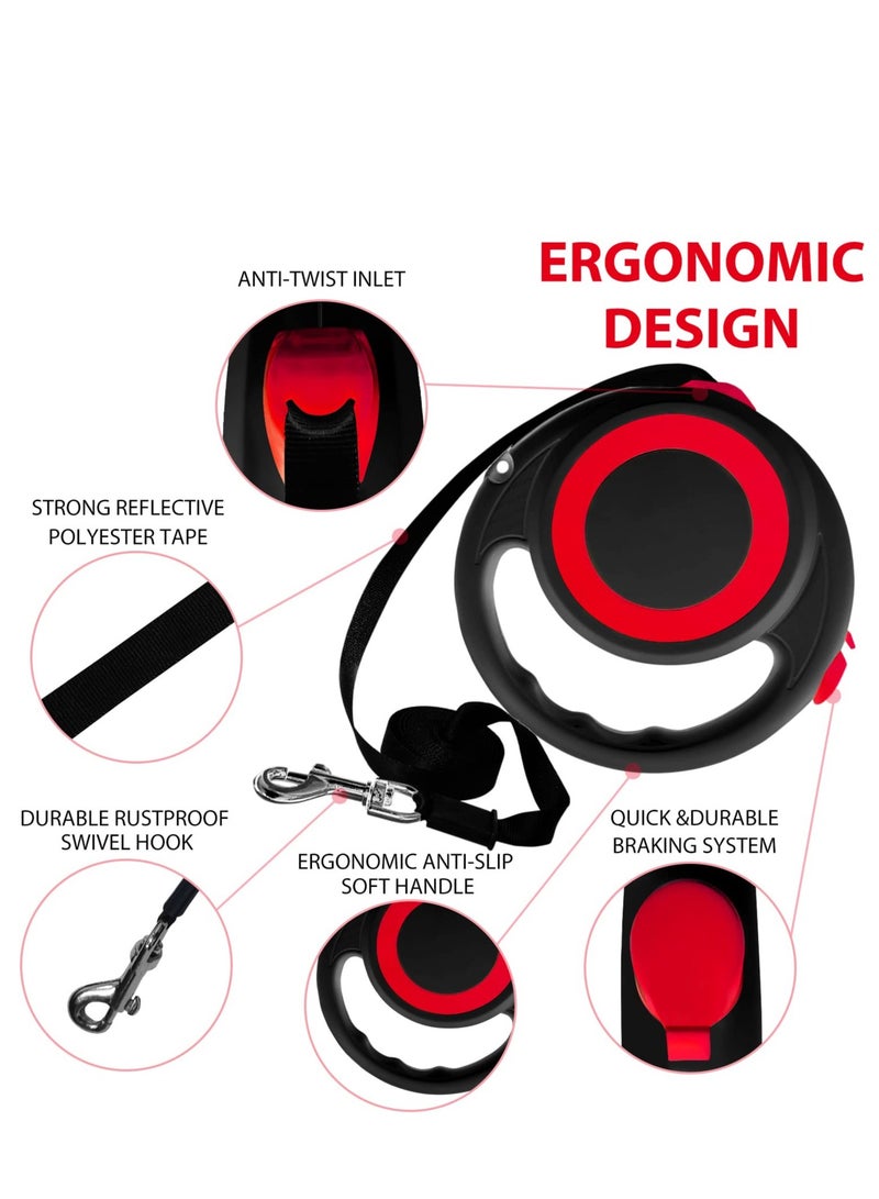 Excefore Retractable Dog Leash,16ft Nylon Tape, Tangle-Free,One-Handed Lock & Release, Anti-Slip Handle - Perfect for Small to Medium Dogs and Cats - Image 5
