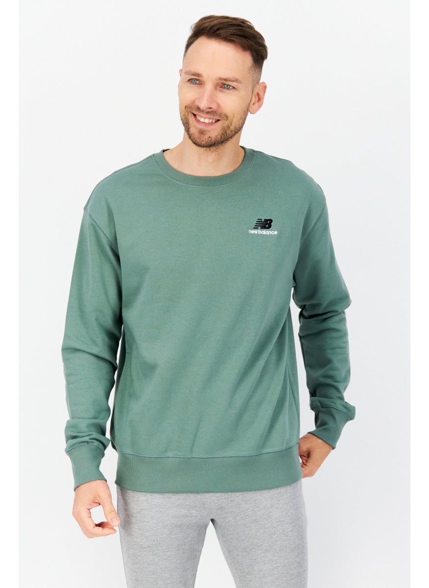 New Balance Unisex Relaxed Fit Long Sleeve Brand Logo Training Sweatshirts, Green  - Image 1