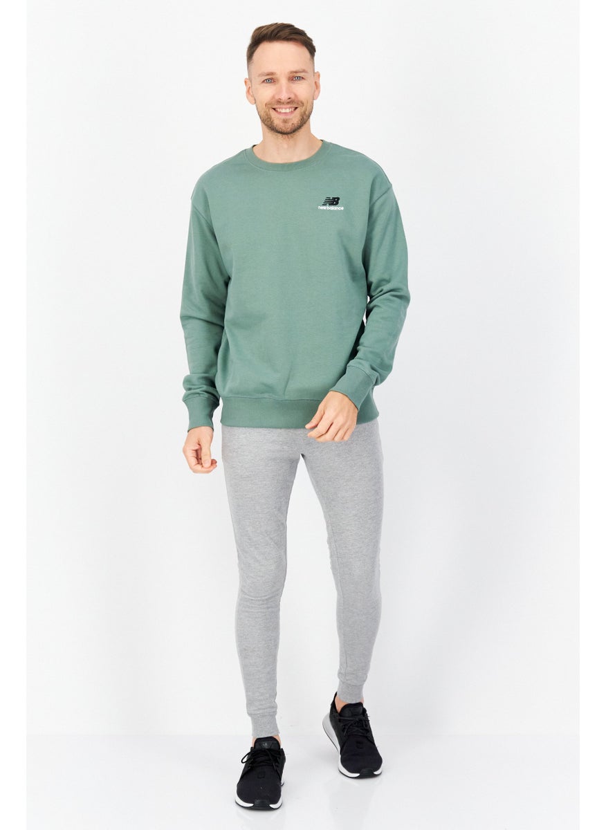 New Balance Unisex Relaxed Fit Long Sleeve Brand Logo Training Sweatshirts, Green  - Image 2