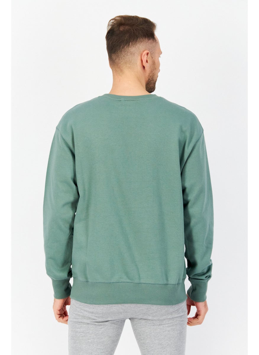 New Balance Unisex Relaxed Fit Long Sleeve Brand Logo Training Sweatshirts, Green  - Image 4