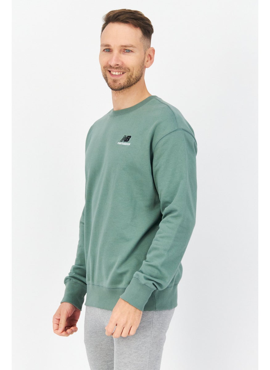 New Balance Unisex Relaxed Fit Long Sleeve Brand Logo Training Sweatshirts, Green  - Image 3