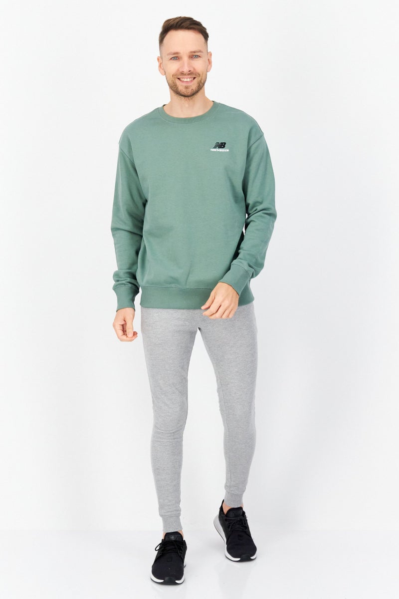 New Balance Unisex Relaxed Fit Long Sleeve Brand Logo Training Sweatshirts, Green  - Image 2