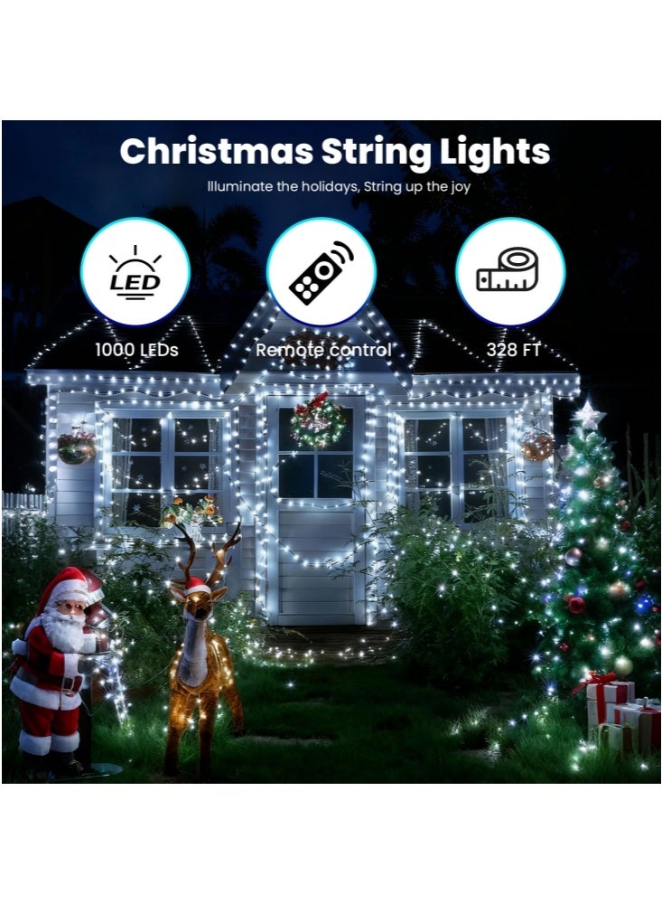 GGEROU أضواء الجنية تعمل بالطاقة 328 قدم، أبيض بارد 1000 LED مع جهاز تحكم عن بعد، أضواء شجرة Xmax مقاومة للماء لتزيين الحفلات في الهواء الطلق والداخلية في عيد الهالوين - Image 2