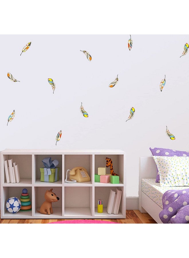 Maydahui 12 Sheets Colorful Feather Wall Decals (40 x 43 Inch) Removable Peel and Stick Art Wall Stickers for Living Room Bedroom Kids Room Nursery Home Decor - Image 3