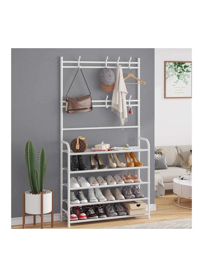 BLOOMING TIME 4-Tier Stainless Steel Coat And Shoes Rack For Home White - Image 2