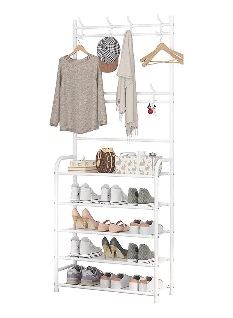 BLOOMING TIME 4-Tier Stainless Steel Coat And Shoes Rack For Home White - Image 1