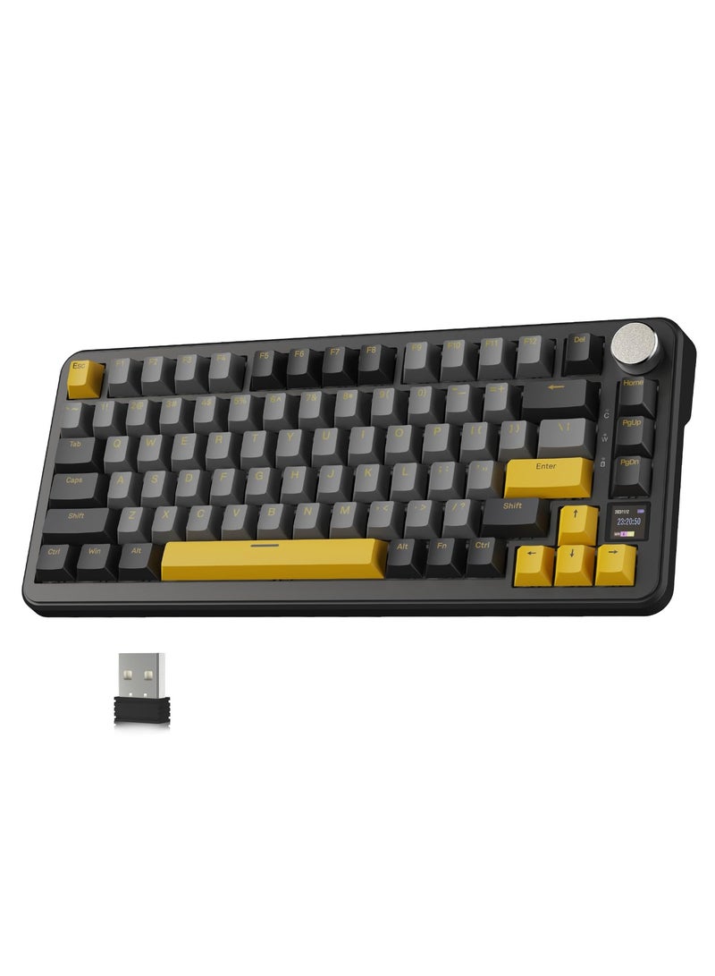 RGB Bluetooth Wireless Mechanical Keyboard with Display Screen - Customize Lighting, Hot-Swappable, Three Modes - Ideal for Office and Gaming - Image 1