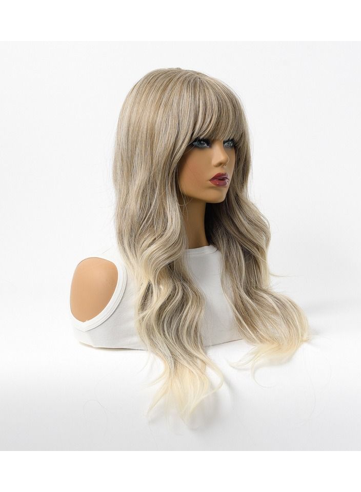 Estelle Wig Female Long Curly Hair Big Wave Medium Long Full Headgear Blonde Grey - Image 3