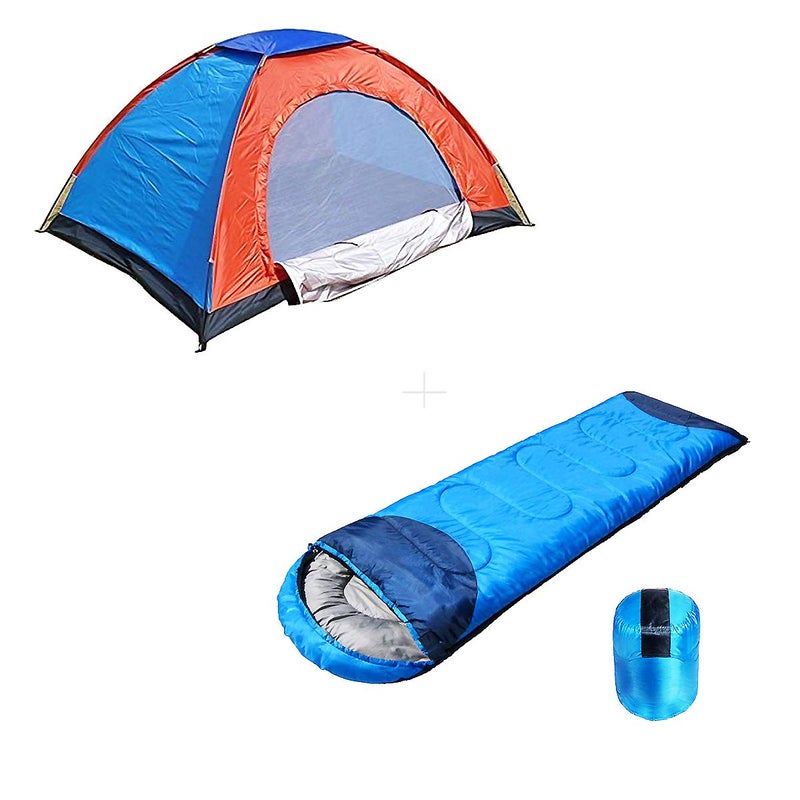 Shopper52 Camping Tent Portable Foldable Tent for Picnic/Hiking/Trekking Tent Dome Tent 2 Person Tent with Waterproof Thick Carry Bed Camping Bag Sleeping Bag 2 Pcs Sleeping Bag - 2TENTSLEEPING2 - Image 1