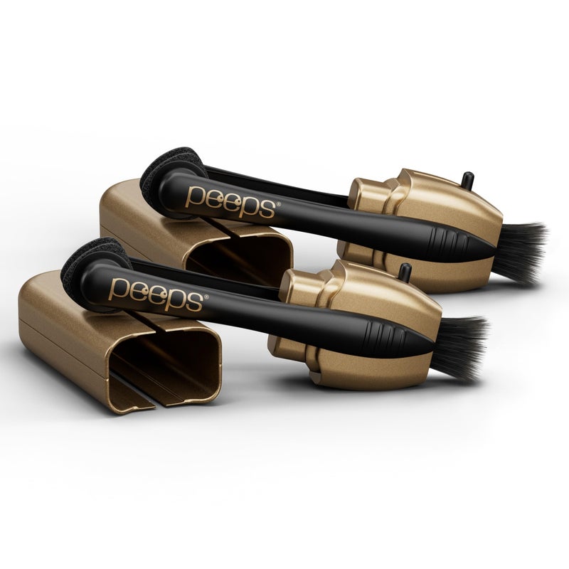 Peeps CarbonKlean Peeps Glasses Cleaner - for Eyeglasses, Reading Glasses, and More - Lens Cleaner with Carbon Microfiber Tech - Electroplated Gold - 2 Count - Image 1