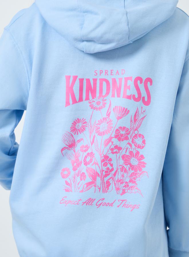 Styli Girls Light Blue Cotton Hoodie with Wide Leg Pants Set - Image 5