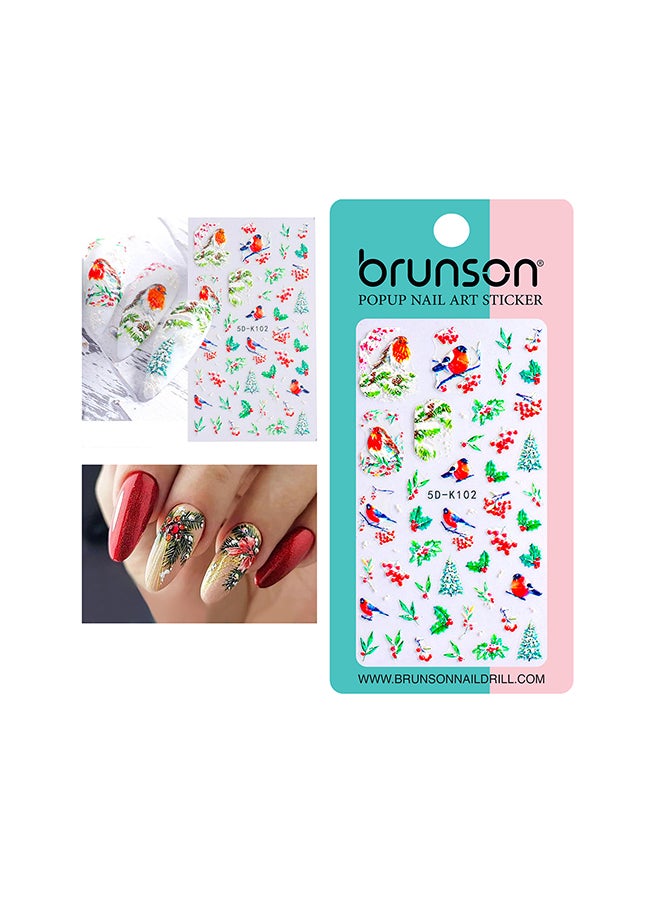 brunson Snowflake Decals 5D Stereoscopic Embossed Snowman Nail Art Stickers 5D-K102