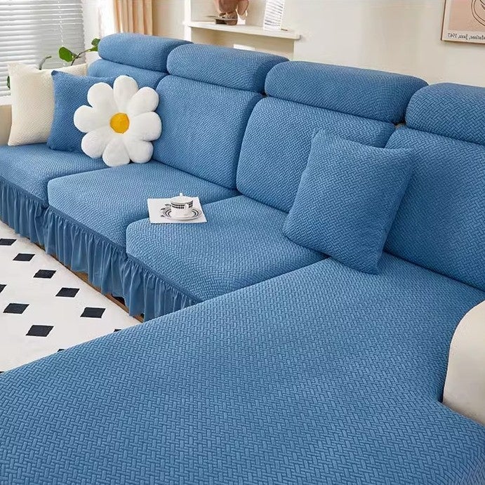 73Hours Sofa Cover Full Wrap Universal Set For Three Seats And One Chaise Model Sofa Cover Slipcover Lazy Elastic Living Room Set - Image 1