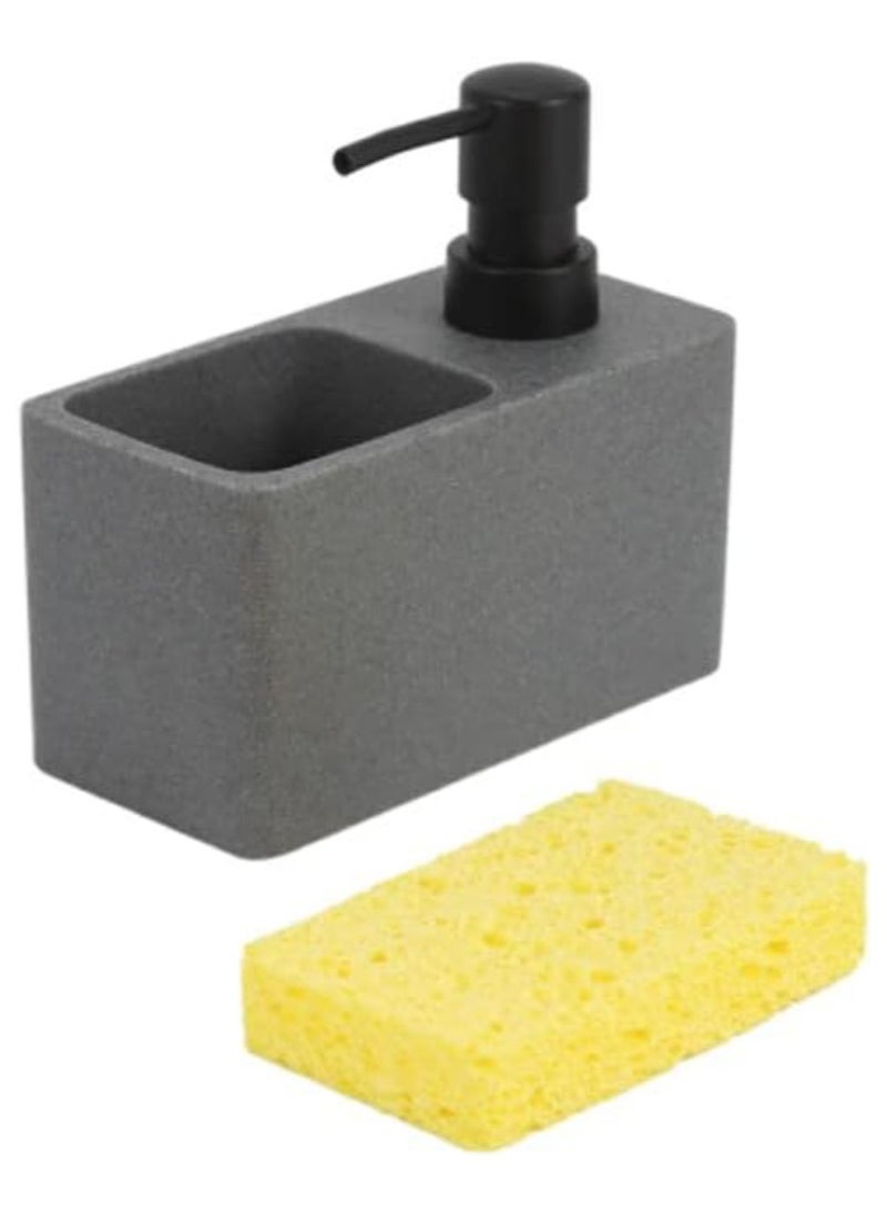 Generic - Refillable Soap Dispenser, Stylish Marble Appearance With Practical Sponge Compartment, Including Dishwashing Sponge (Pack Of 2) - Image 1
