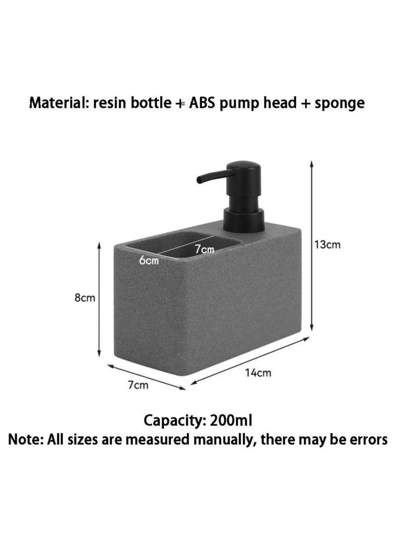 Generic - Refillable Soap Dispenser, Stylish Marble Appearance With Practical Sponge Compartment, Including Dishwashing Sponge (Pack Of 2) - Image 1