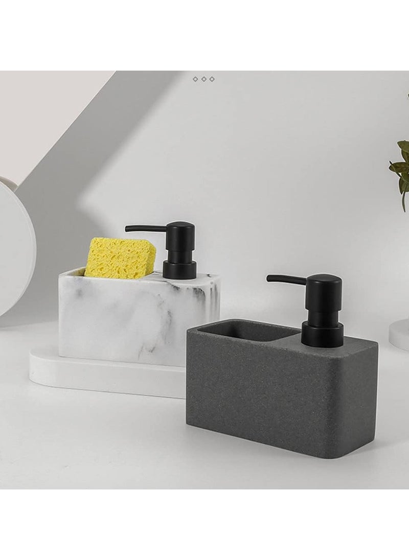 Generic - Refillable Soap Dispenser, Stylish Marble Appearance With Practical Sponge Compartment, Including Dishwashing Sponge (Pack Of 2) - Image 1