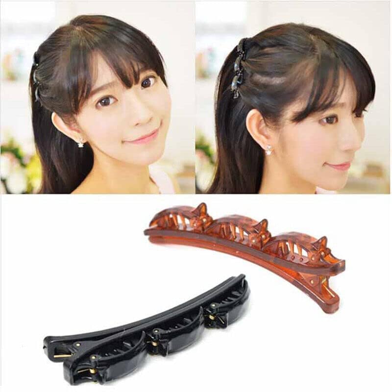 2 Pcs French Braider Hair Tool Double Layers Twist Band French Braider Hair Tool Fashion Double Layer Band Twist Plait Clip Front Hair Clips Hairpin Headband Beauty ToolBlack and Brown
