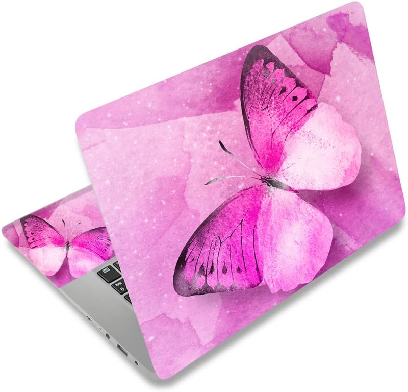 Laptop Skin Sticker Decal,12" 13" 13.3" 14" 15" 15.4" 15.6 inch Laptop Skin Sticker Cover Art Decal Protector Notebook PC (Pink Butterfly)