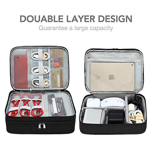 FORKLS Electronic Organizer Travel Case – Cable Organizer Bag for Charger, Power Bank, USB Cables & Accessories, Portable Gadget Storage Pouch with Multiple Compartments (Black) - Image 3