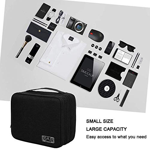 FORKLS Electronic Organizer Travel Case – Cable Organizer Bag for Charger, Power Bank, USB Cables & Accessories, Portable Gadget Storage Pouch with Multiple Compartments (Black) - Image 4