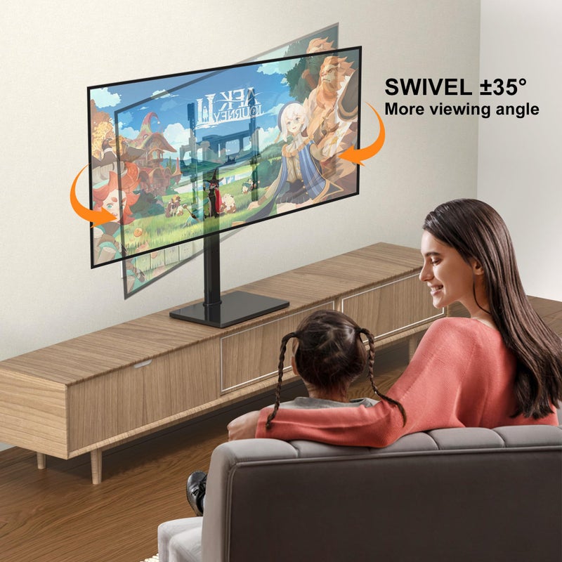 XINLEI Universal Swivel TV Stand Base Table Top TV Stand for 23-70 Inch TVs 70 Degree Swivel, 6 Height Adjustable Tall Monitor Mount Stand, Max VESA 400x400mm,Holds up to 88lbs TS206 - Image 3
