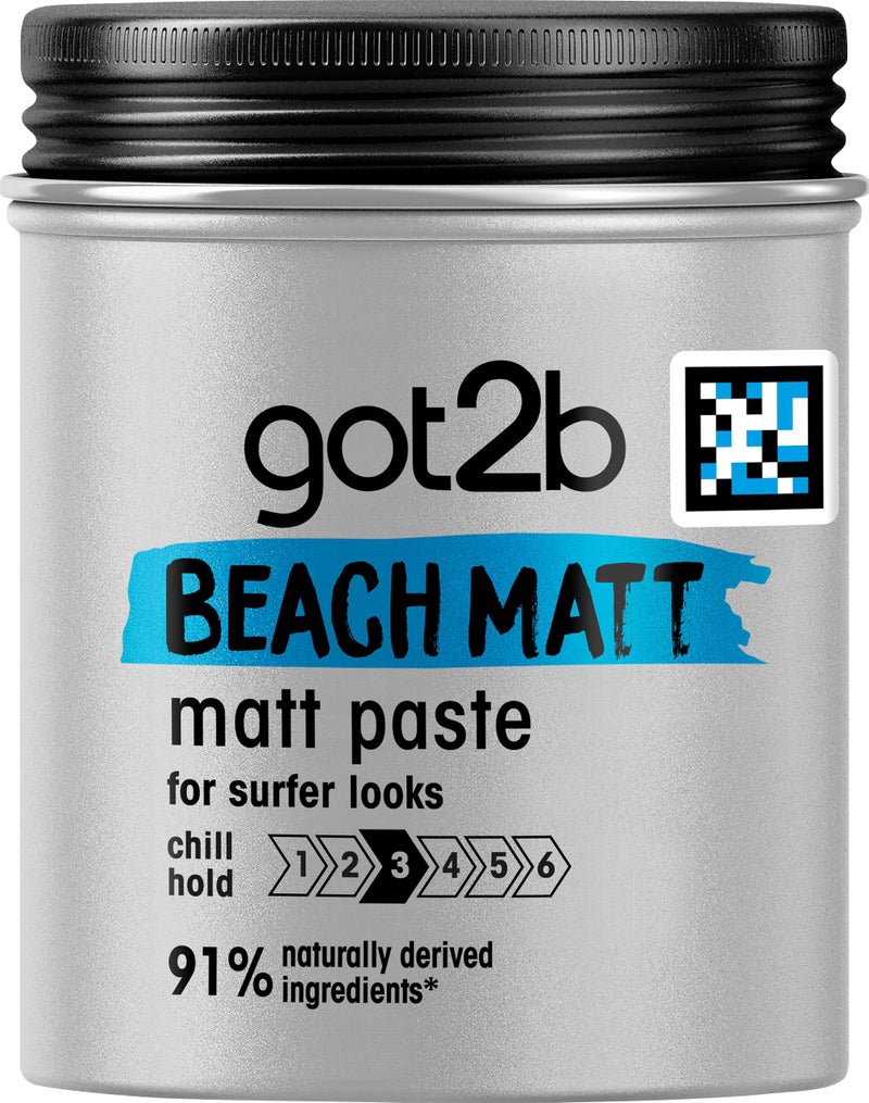 Got2b Beach Matt, Medium Hold, No Stickiness, Matt Texture Hair Paste, 100 ml
