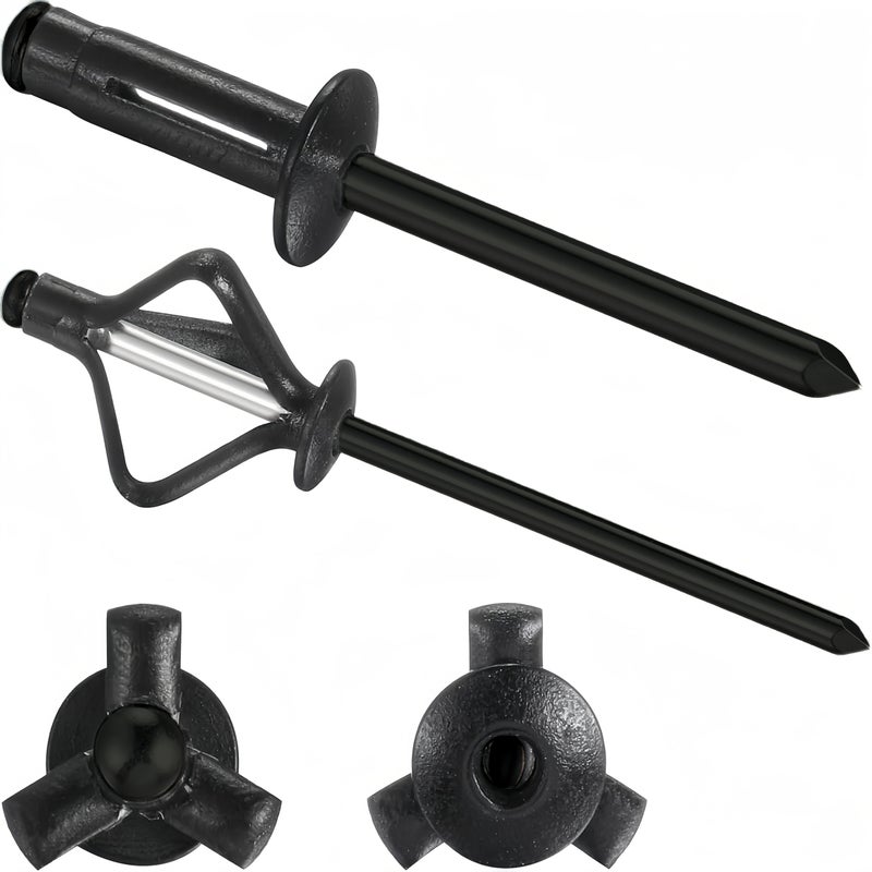 50pcs Black Aluminum Rivets 5/32 x 13/16 Inch 4mm Head DIY for Metal Plastic - Image 1