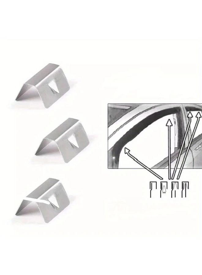 Universal 12pcs Silver Wind Deflector Clips Durable Rain Guard Channel Mounting Clips - Image 3