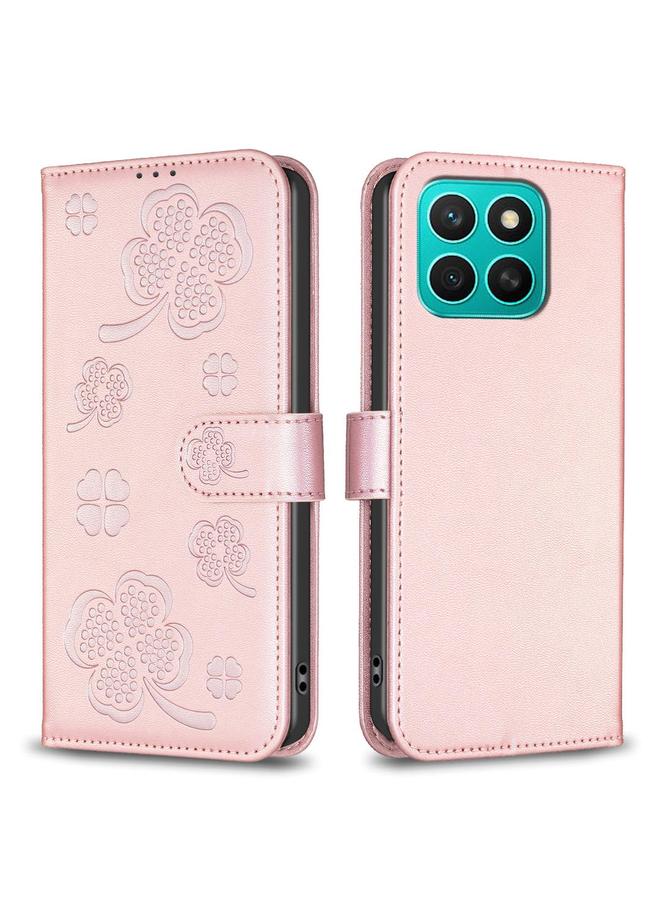S-TOP Case For Honor X8c 4G Four-leaf Embossed Leather Phone Case - Image 1