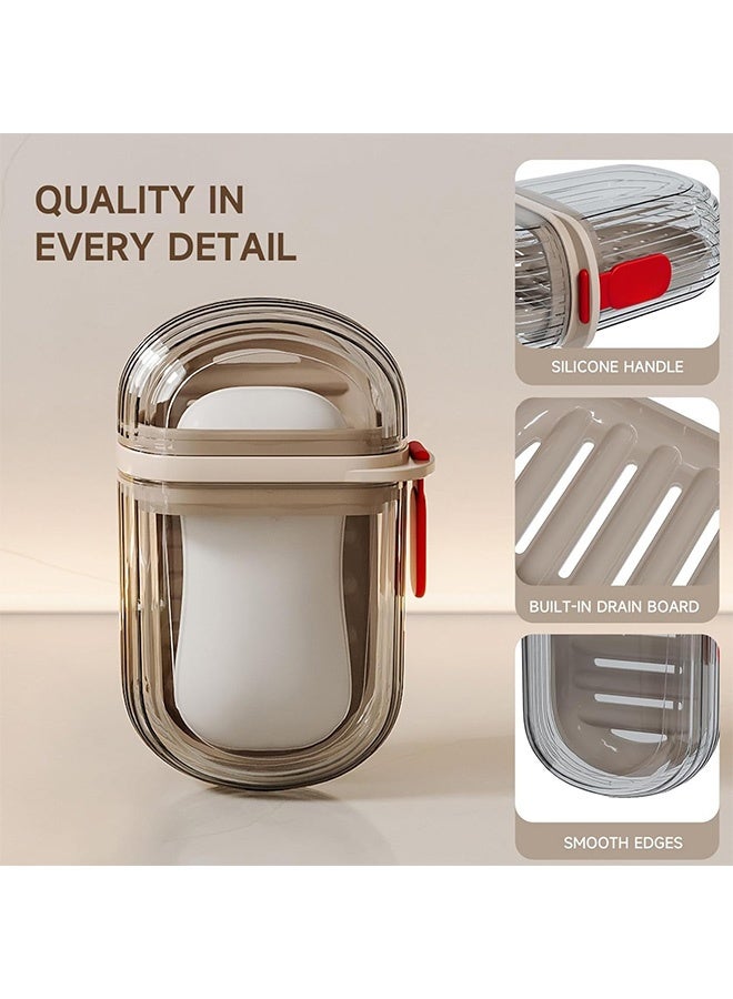 كوانتوم 2 صحن صابون PCS صندوق صابون السفر المحمول، وعاء صابون مضاد للتسرب مع غطاء للحمام - Image 3