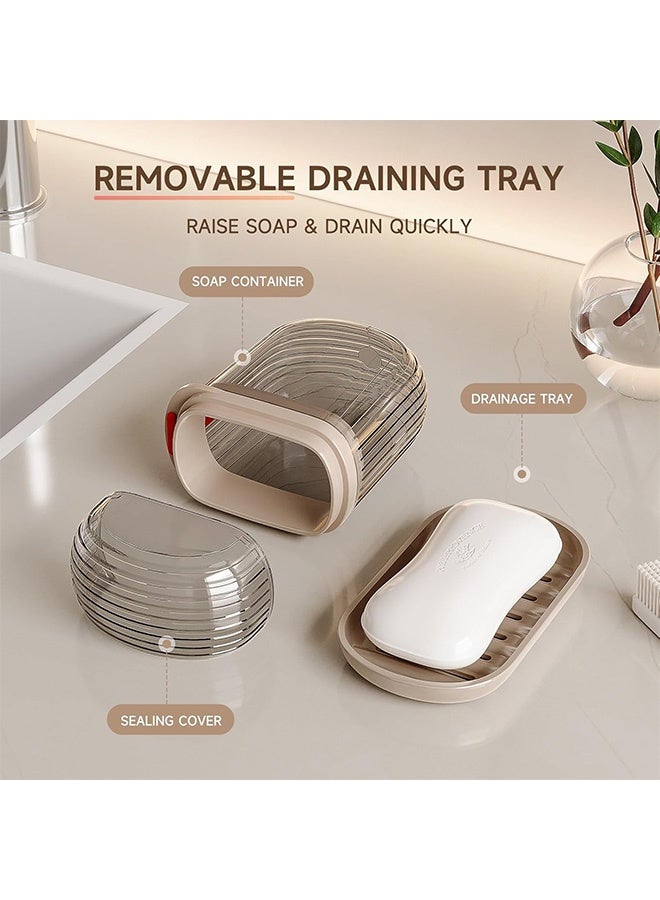 كوانتوم 2 صحن صابون PCS صندوق صابون السفر المحمول، وعاء صابون مضاد للتسرب مع غطاء للحمام - Image 4