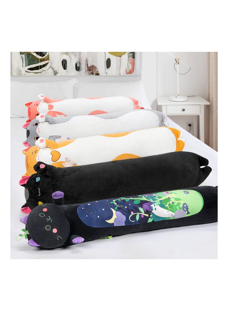 20in Long Devil Mint Cat Plush Pillows Black Stuffed Animals Squishy Pillows Sleeping Hugging Plush Long Cat Pillow Soft Toys for Kids