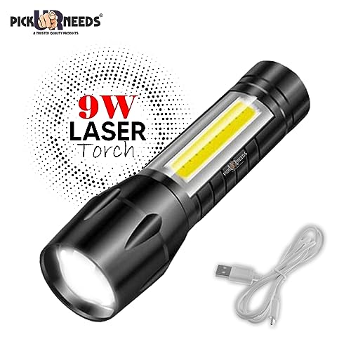 Pick Ur Needs Mini Search Rechargeable LED Long Range Flashlight Emergency Light Torch - Image 2