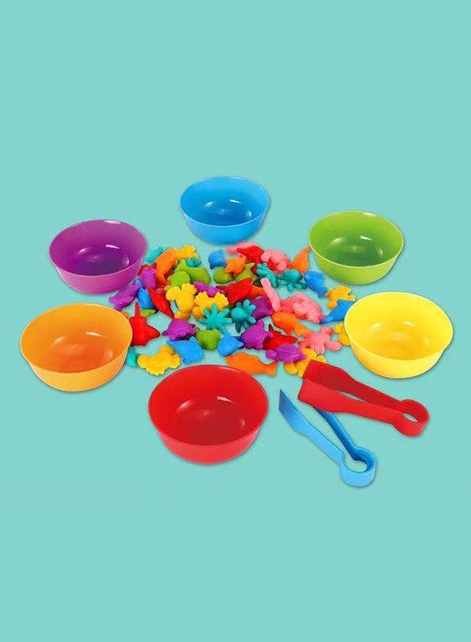 JSAITOYS 36pcs Kids Math Learning Soft Rubber Animal Dinosaur Cognitive Toy Children Montessori Color Classification Educational Counting Toys - Image 1