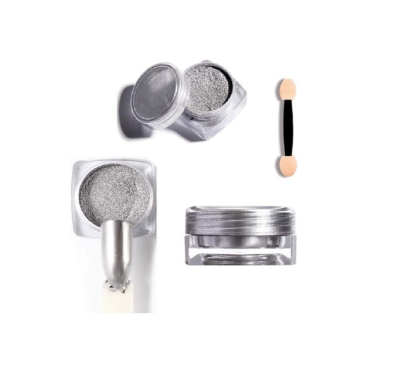Yinikiz Yinikiz Nail Art Chrome Powder Nail Gel Glitter Manicure Combo Silver and Gold 10 gram each  - Image 3