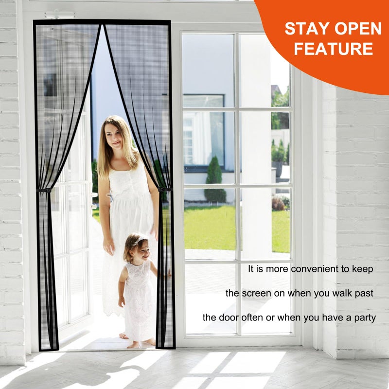 Iduontis Fiberglass Magnetic Screen Door Fit Door Size 72 X 96 In- Heavy Duty Fiberglass Screen Door Mesh For Interior Door  Patio And Sliding Doors - Door Screen Magnetic Closure Let Fresh Air In - Image 3
