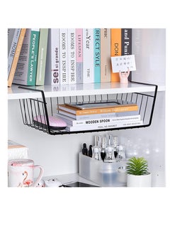 ECVV ECVV 1Pcs Kitchen Under Shelf Storage Basket Large Lightweight Metal Organizer Rack 40 X 26 X 14 cm (Black)  - Image 3