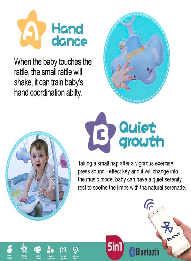 Delavala Play mat Gym 5 in 1 Kick & Play Activity Centre, Fun Animals, Music, Sound, Textures, Rattle, Discovery Carpet for Infants Toddlers New Born Baby Playmat, Play Gym - Image 5